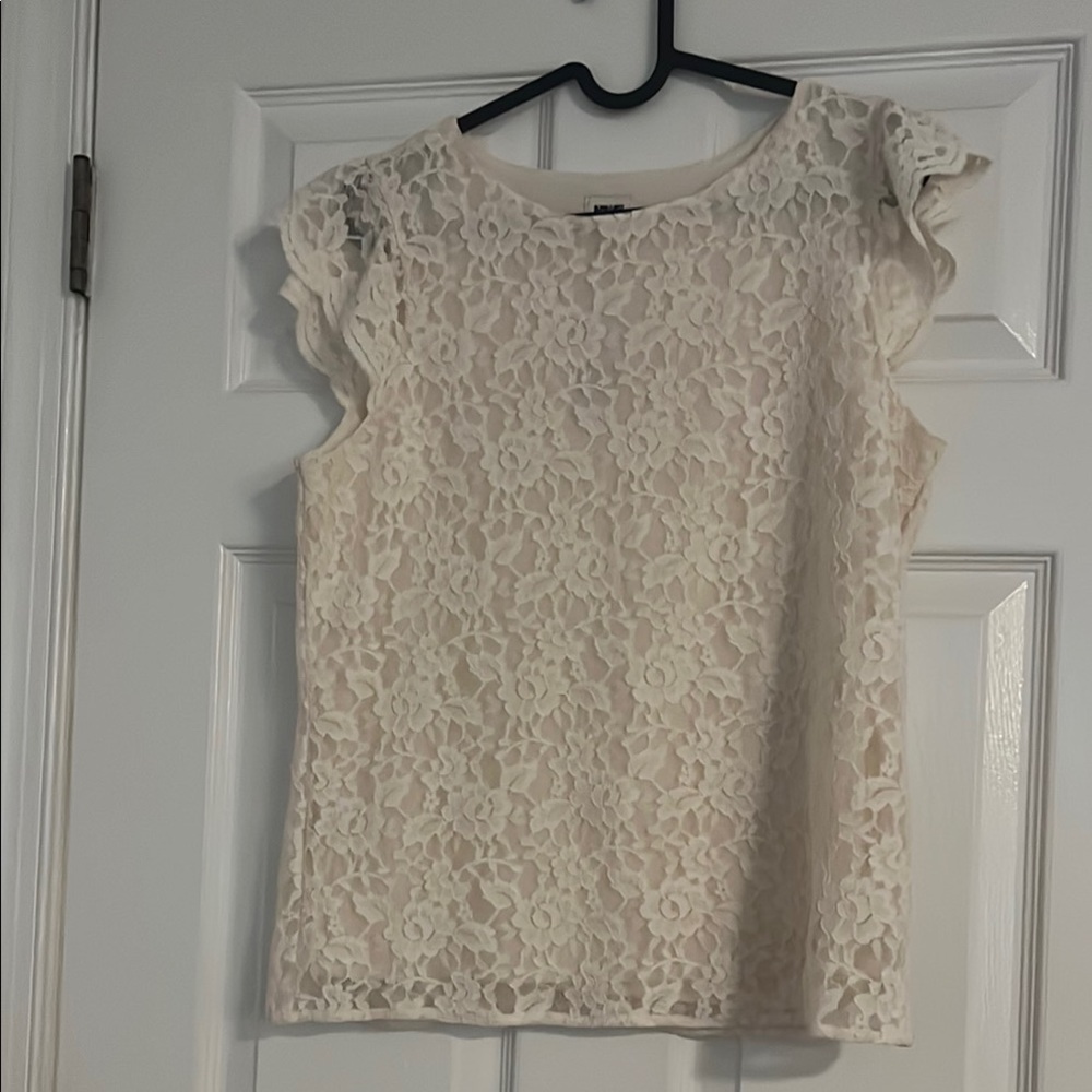 Anne Klein Floral Lace Blouse - Cream